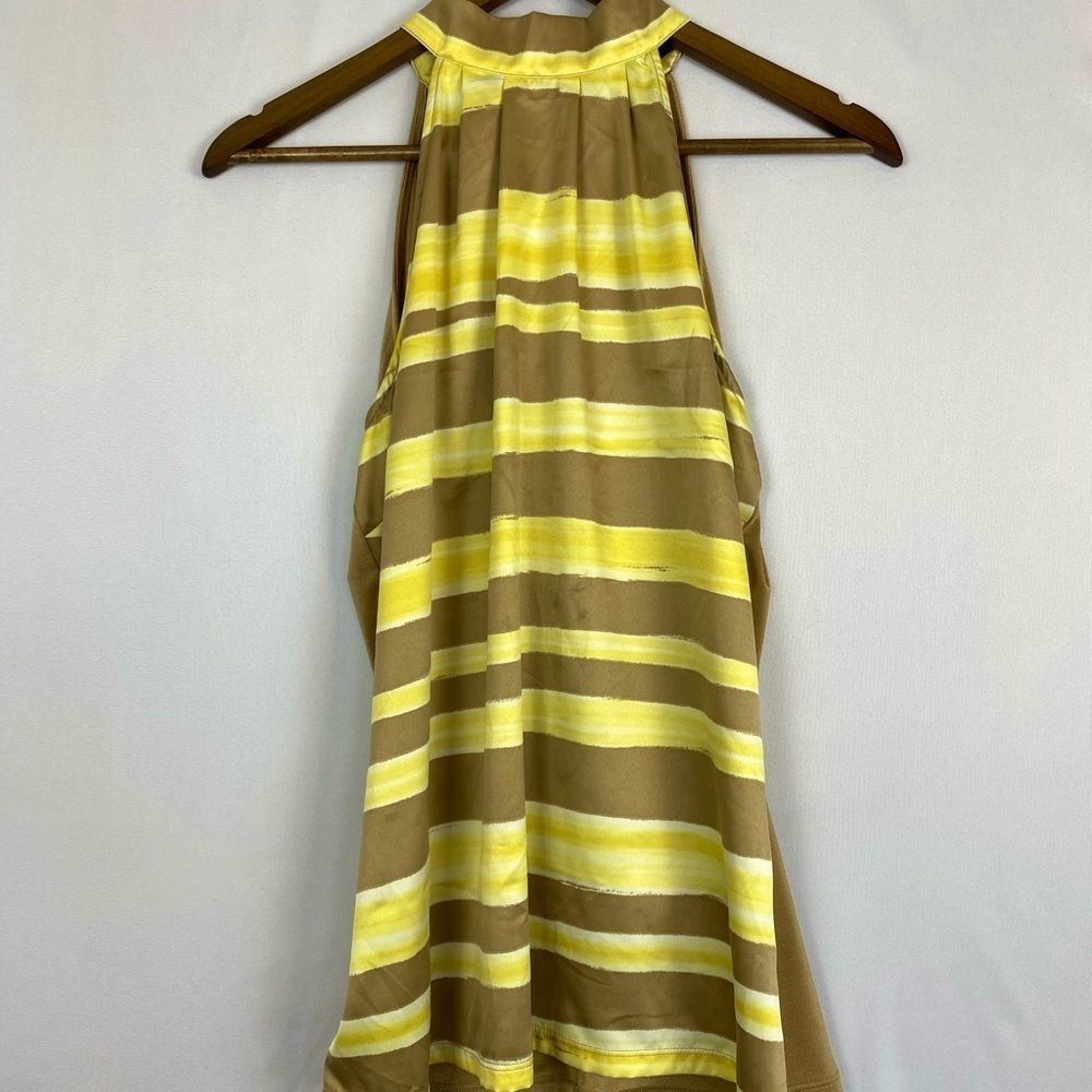 The Limited Silky Striped Back Cutout Halter Gold size M